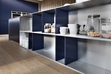 modern kitchen cabinets in blue and grey design